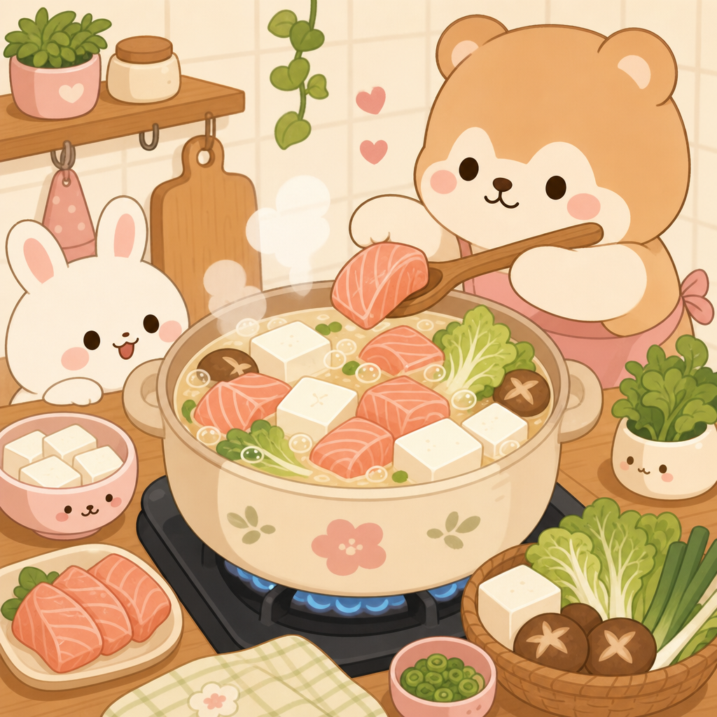 加入豆腐鮭魚